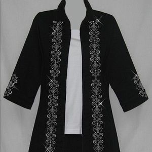 Open Black Rhinestone Decorated Jacket